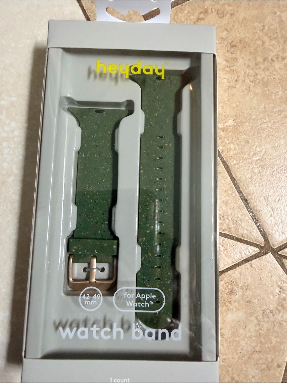 heyday Green Speckled Apple Watch Band with Gold Buckle